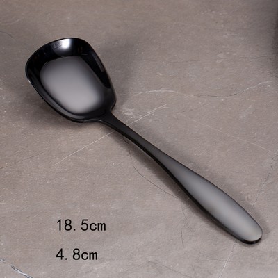 7.28 Inch #L Black Stainless Steel Ice Cream Spoon Yogurt Spoon 304 Coffee Pudding Spoon