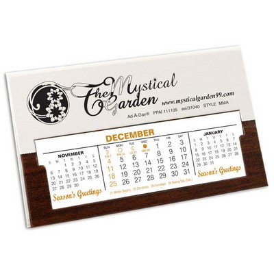 MMA Deskdate® Refillable Desk Calendar, White/Woodgrain - up to 40% off thru 5/31/25*