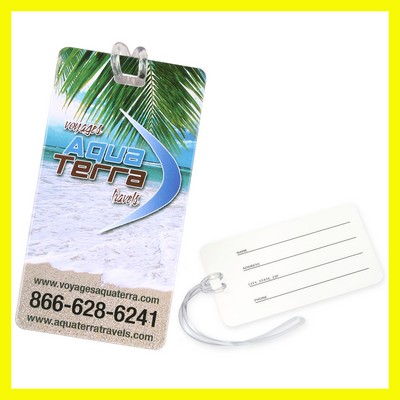 Vivid Full Color Reusable Luggage Tag w/ Clear Strap