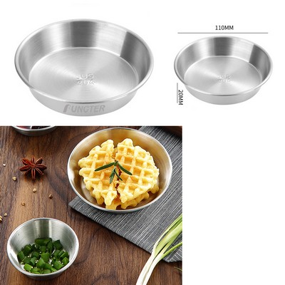 Silver Round 304 Stainless Steel Sauce Dishes Seasoning Dip Bowls Sauce Seasoning Plate 4.3"