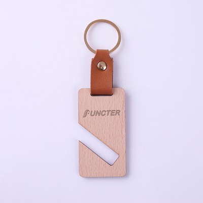 Rectangular Single Slot Wooden Keychain