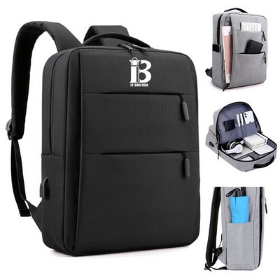 15.6 Inch Double Pull Laptop Backpack With Usb Port