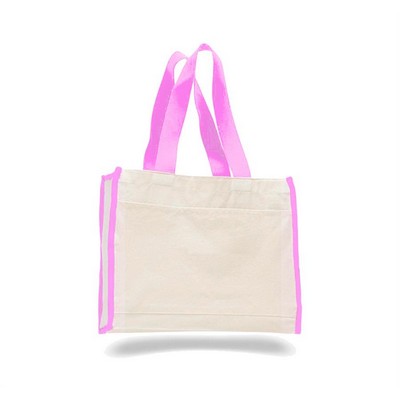 Canvas Gusset Tote Bag with Color Handles