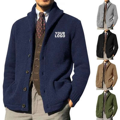 Men's Long-Sleeve Shawl Collar Cardigan