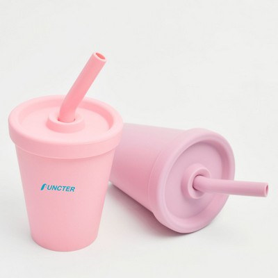 8 Oz. Portable Silicone Sippy Cup W/Drinking Straw