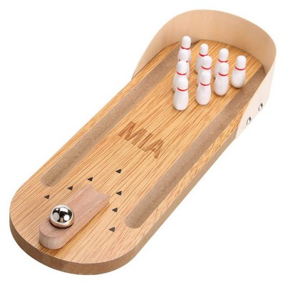 Wooden mini bowling board game