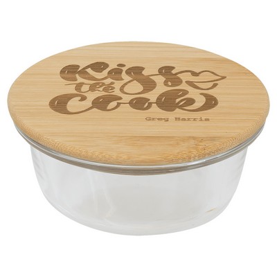 13 oz. Round Glass Container with Bamboo Lid