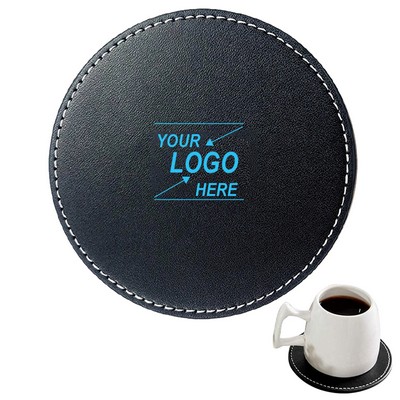 Round Faux Leather Coaster