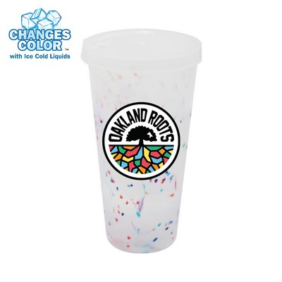 Mood 26 oz. Rainbow Confetti Tumbler with Lid, Full Color Digital