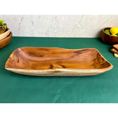 Large Salvaged Teak Live Edge Oval Bowl