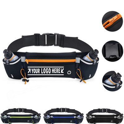 Nylon Outdoor Sports Waist Bag With Dual 6oz Bottles