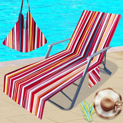 Beach Chair Cover with Side Pockets for Sun Lounger Pool Sunbathing Garden Beach Hotel