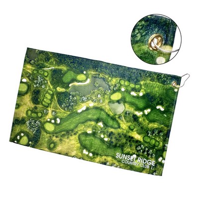 Full Color Sublimated Scrubber Golf Towel w/ Hook & Grommet