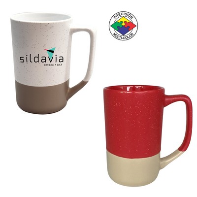 16 Oz. Satin Speckled Red w/Warm Gray Base Tall Phoenix Cafe Mug - Precision Spot Color