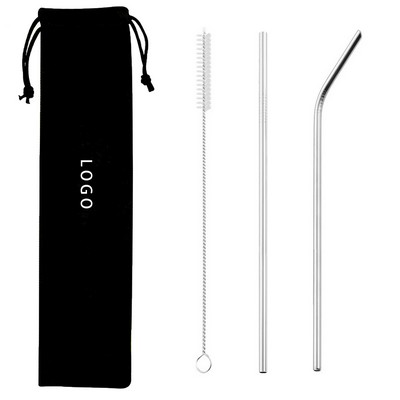 Portable Stainless Steel Straw Set With Pouch