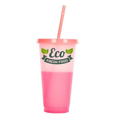 Straw Plastic Colour Changing Cup