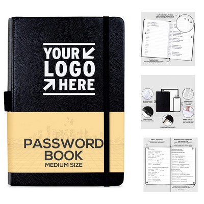 A5 8.3 x 5.8 Inch Hardcover Password Organizer Journal