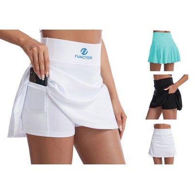 Pleated Tennis Skirts for Women High Waisted Golf Skorts Tummy Control Skirts with Shorts Pockets