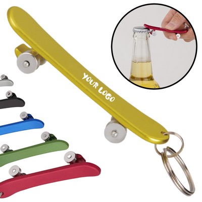 Skateboard Keychain Moving Wheel Bottle Opener Fidget Toy