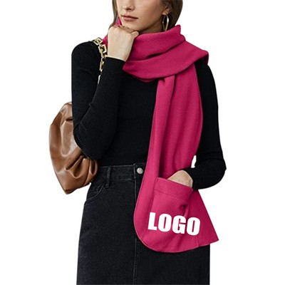 Single Layer Fleece Warm Scarf With Gloves