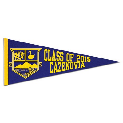 Colored Felt Pennant w/ 1" Sewn Strip (12"x30")