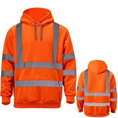 High Visibility Reflective Safety Hoodie with Kangaroo Pocket