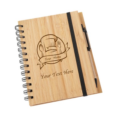 Bamboo Spiral Journal Notebook with Pen