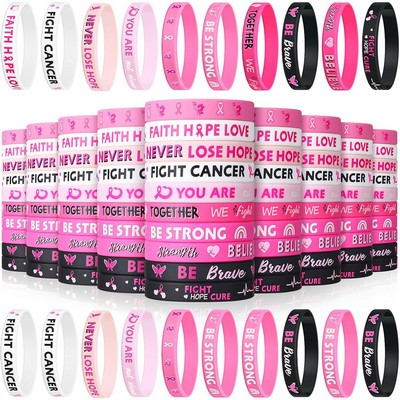 Breast Cancer Awareness Pink Ribbon Silicone Bracelet