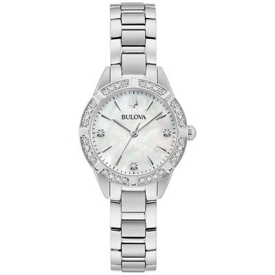 Bulova Watches Ladies' Sutton Stainless Steel Bracelet Watch, White Mop Dial