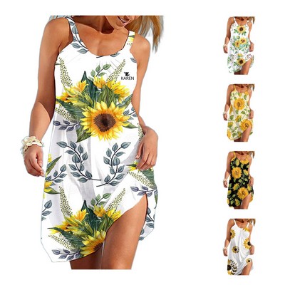 Sun flower Print Summer Cami Dress