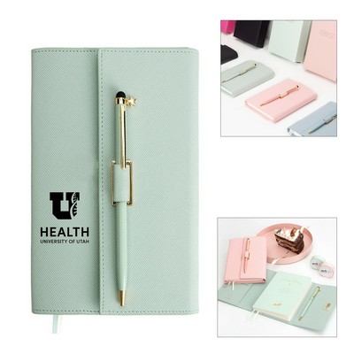 A5 Trifold Handcover Leather Notebook with Pen Loop