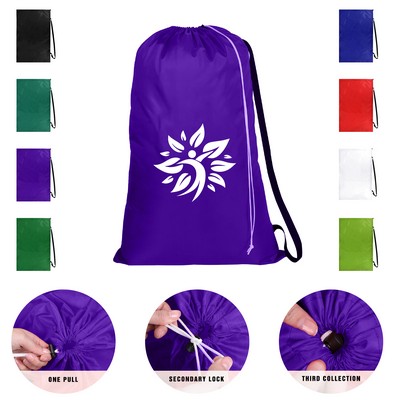 Drawstring Laundry Bag With Shoulder Strap