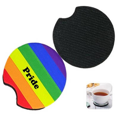 Rainbow Neoprene Car Coaster 2 3/4"