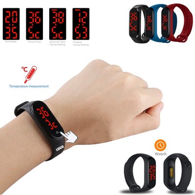 Bracelet Watch with Built-in Thermometer and Digital LCD Display