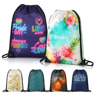 420D Heavy Duty Dye Sublimation Drawstring Backpack