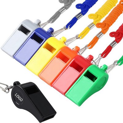 Outdoor Plastic Whistles With Lanyards