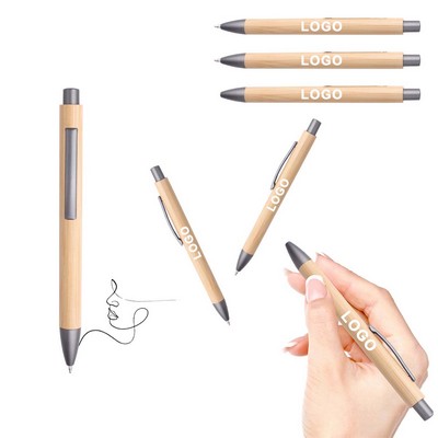 No Ink Leakage Eco-Friendly Bamboo Push Comfort Pen