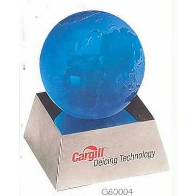 3" Blue Crystal World Globe Award