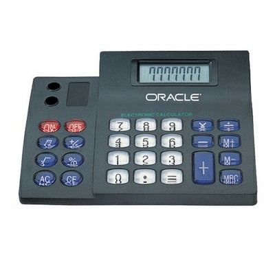 Black 8 Digit Electronic Calculator W/ Clear Keys & 2 Pen Slots