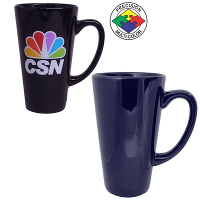 15 Oz. Vitrified Cobalt Blue Cafe Latte Mug - Screen Printed