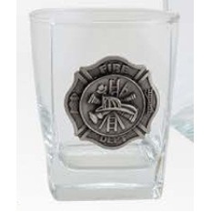 4" Firefighter Double Old Fashion Glass