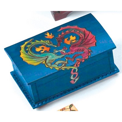 Blue Hidden Lock Box w/Dragon Accent (6 7/8"x4 1/4"x3 1/8")