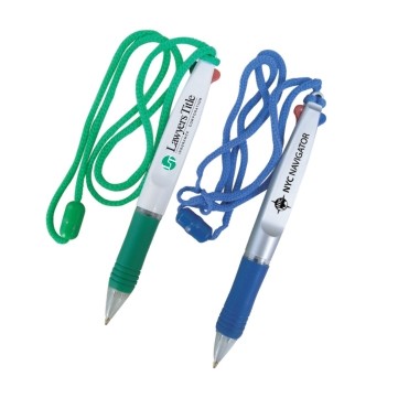 Color Soft Grip Double Ink Pen w/ Breakaway Lanyard