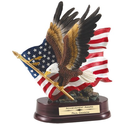 10 1/2" American Eagle Series Award (Eagle w/ Flag/ Painted)