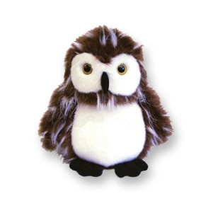 Custom Plush Owl in Two-Tone Red & White Fabric