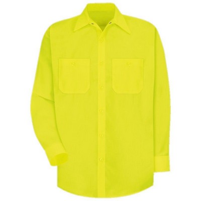 Red Kap™ Enhanced Visibility Long Sleeve Work Shirt - Fluorescent Yellow