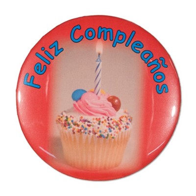 2¼" Stock Celluloid "Feliz Cumpleanos" Button