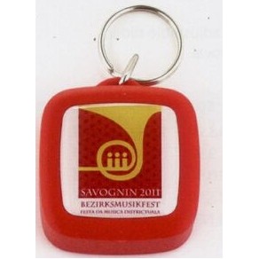 Pill Box Key Chain w/ Label & Dome