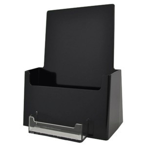 Black Pamphlet Holder w/Business Card Pocket (6"x9")