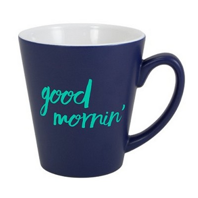 12 Oz. Matte 2-Tone Ceramic Latte Mug (Cobalt Blue/ White)